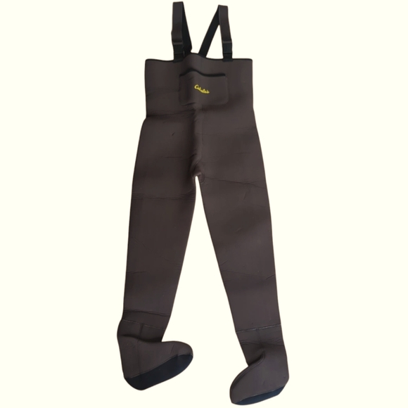 Cabela's Fishing Neoprene Chest Waders Bib Footed Stocking Overalls ML Brown - Picture 7 of 16